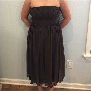 J. CREW Brown Silk Strapless Formal Dress Size 6